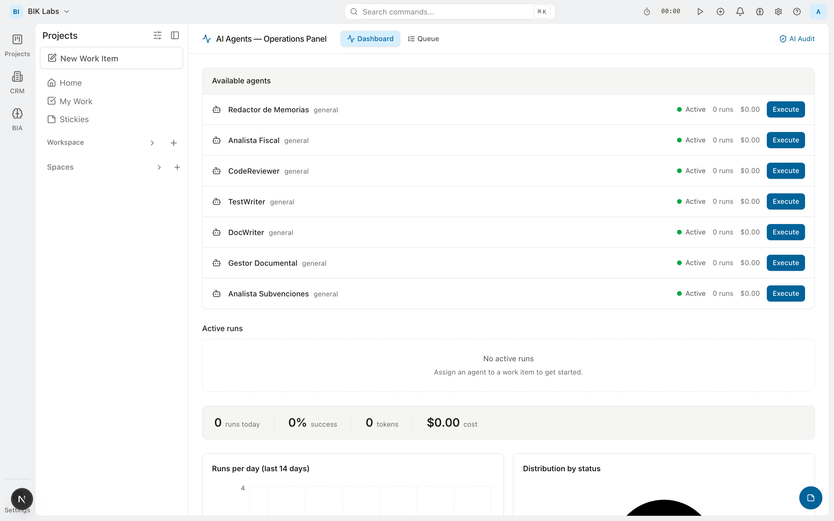 Dashboard de agentes y Fleet view