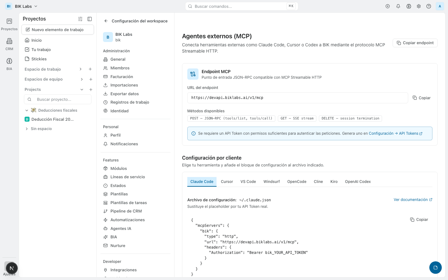 Conecta cualquier agente externo via MCP