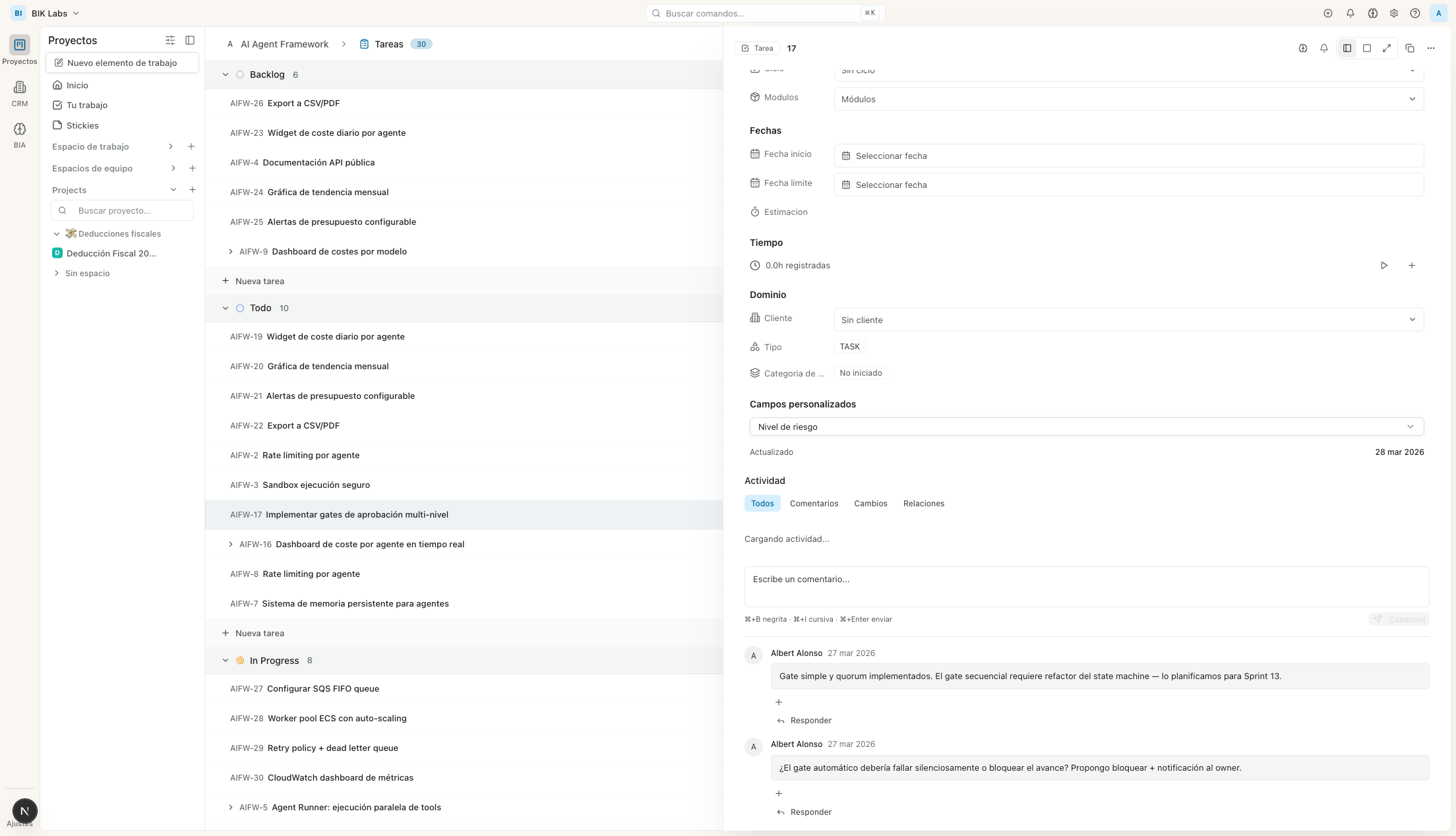 Gates de aprobación en cada transición